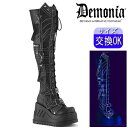 【3ヶ月保証&特典付】Demonia デモニア demonia 取寄せ 厚底ブーツ ニーハイブーツ サイハイブーツ ブラック 黒 人気 パンク ロック ゴス ゴ...