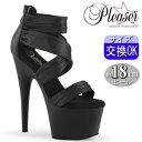 【3ヶ月保証&特典付】プリーザー 厚底 サンダル グラディエーターブーツ 約18cmヒール 黒 編み上げ ハイヒール ピンヒール ポールダンス ヒール ダンス 用 レディース 靴 大きいサイズ プリーザーヒール Pleaser 公式 ADORE-720 ADO720/BPU-FA/M