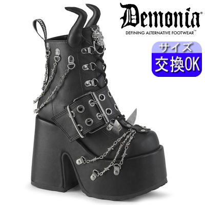 オリジナル特典付 デモニア demonia 厚底ブーツ 13cm/センチ ヒール ショートブーツ 厚底靴 チャンキー..
