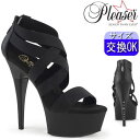 【3ヶ月保証&特典付】プリーザー 厚底 サンダル 約15cmヒール 黒 ブラック ハイヒール ピンヒール ヒール グラディエーター 靴 大きいサイズ プリーザーヒール Pleaser 公式 CAPTIVA-669 CAP669/BELS/M