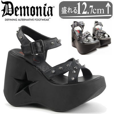 オリジナル画像あり Demonia デモニア 厚底 サンダル ウェッジソール 黒 レディース ファッション シューズ 靴 厚底靴 人気 パンク ロリータ ゴシック ゴス ゴスロリ おしゃれ ごつい ゴツめ ギャル V系 韓国 韓流 原宿系 量産型 地雷系 病みかわいい DYNAMITE-02