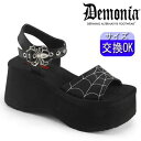 【3ヶ月保証&特典付】デモニア demonia 厚底 サンダル 黒 合皮 超厚底 6.4cm 人気 パンク ロック ロリータ ゴシック ゴス ゴスロリ レディース 靴 ごつい V系 サイバー DEMONIA 公式 FUNN-10 FUNN10/BVL