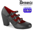【3ヶ月保証&特典付】デモニア demonia パンプス 黒 8cm チャンキーヒール 太ヒール ローヒール メリージェーン ローファー レディース 靴 人気 ...