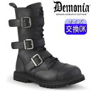 デモニア demonia ミドルブーツ 黒 エンジニアブーツ コンバットブーツ ミリタリーブーツ ワークブーツ おしゃれ ユニセックス 人気 パンク ロック ゴ...