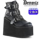 デモニア demonia 厚底 ショートブーツ 黒 超厚底 スニーカー コンバットブーツ ミリタリーブーツ ワークブーツ おしゃれ ウェッジソール レディース ...