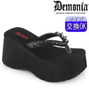 デモニア demonia 厚底 サンダル 黒 ブラック 人気 パンク ロック ロリータ ゴシック ゴス ゴスロリ レディース シューズ 靴 ごつい V系 トング...