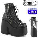 デモニア demonia 厚底ブーツ 13cm/センチ ヒール ショートブーツ 厚底靴 チャンキーヒール ブラック パンク ロック ロリータ ゴシック ゴス ゴ...