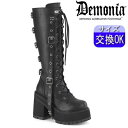 デモニア demonia 厚底ロングブーツ コンバットブーツ ミリタリーブーツ ワークブーツ おしゃれ 厚底靴 12cm 黒 合皮 人気 パンク ロック ロリー...