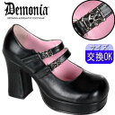 【3ヶ月保証&特典付】デモニア demonia 厚底 パンプス 黒 超厚底 おでこ靴 太ヒール メリージェーン ローファー レディース 靴 人気 パンク ロック ロリータ ゴシック ゴス ゴスロリ ごつい V系 サイバー量産型 地雷系 DEMONIA 公式 GOTHIKA-09 GOT09/B/PU