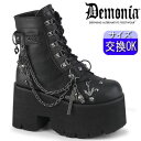 【3ヶ月保証&特典付】Demonia デモニア demonia 取寄せ 厚底ブーツ ショートブーツ ブラック 黒 チャンキーヒール パンク ロック ゴス ゴスロ...