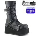 【3ヶ月保証&特典付】デモニア demonia 厚底 ブーツ 黒 ミドルブーツ コンバットブーツ ミリタリーブーツ ワークブーツ おしゃれ 8cm ヒール ユニ...