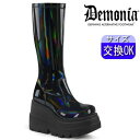 デモニア demonia 厚底 ブーツ 黒 超厚底 ロングブーツ コンバットブーツ ミリタリーブーツ ワークブーツ おしゃれ12cm ヒール 靴 派手 人気 パ...