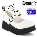 【3ヶ月保証&特典付】デモニア demonia ラバーソール 白 おでこ靴 ローファー レディース 靴 人気 パンク ロック ロリータ ゴシック ゴス ゴスロリ...