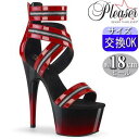 【3ヶ月保証&特典付】プリーザー 厚底 ブーツ サンダル 約18cmヒール 黒赤 グラディエーター ショートブーツ ストラップ ハイヒール ピンヒール ポールダンス ヒール ダンス 用 セクシー レディース 靴 プリーザーヒール Pleaser 公式 ADORE-766 ADO766/R/B-R
