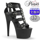 【3ヶ月保証&特典付】プリーザー 厚底 ブーツサンダル 約18cmヒール 黒 グラディエーター ストラップ ハイヒール ピンヒール ポールダンス ヒール ダンス 用 キャバ セクシー レディース 靴 プリーザーヒール Pleaser 公式 ADORE-758 ADO758/BPU/M