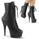 【訳アリ品/ 29cm限定】Pleaser プリーザー 厚底 ブーツ ショートブーツ 約15cm/センチ ヒール 黒 編み上げ ハイヒール ピンヒール ポールダ...