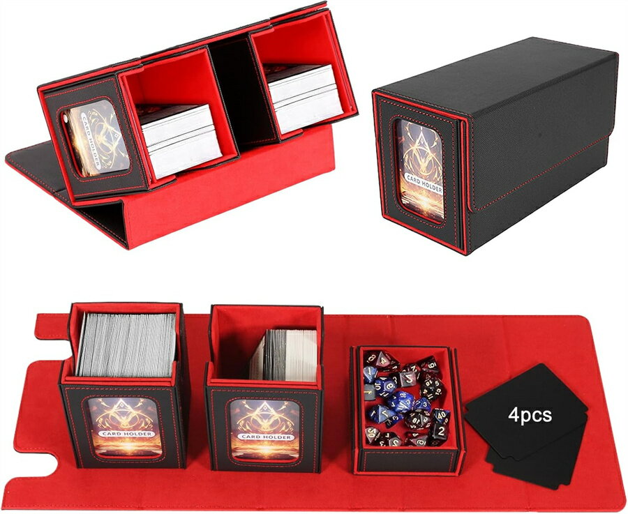 デッキケース ストレージボックス トレカケース 取り外し可能な小箱3つ付き 大容量 トレーディングカー..