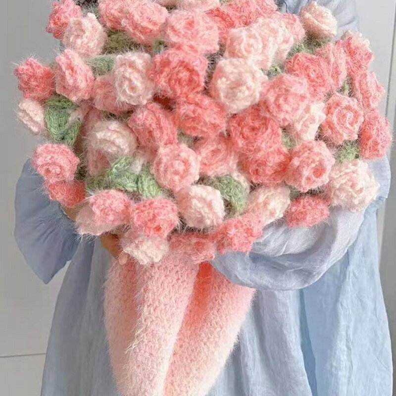 乐天商城 - 【プレゼントに最適】バラの花束 ブランケット 毛布 完成品 円形 直径120cm 漸変ピンク ハンドメイド ギフト 女友達 彼女