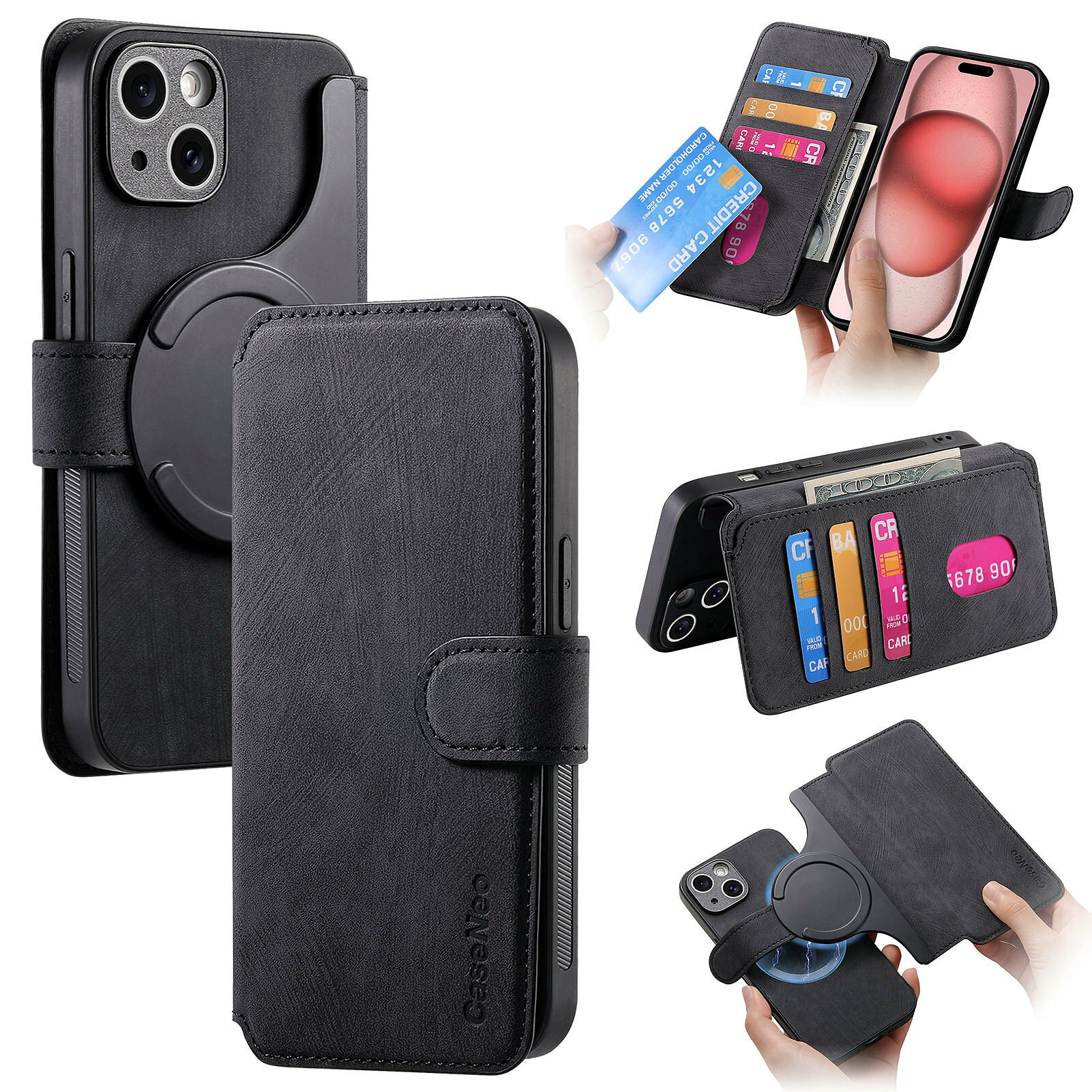 乐天商城 - iPhone 対応 ケース 手帳型 2way 2in1 分離式 アイフォン MagSafe対応 両用 取り外し可能 衝撃吸収 全面保護 あいふぉん RFIDブロッキング アイフォーン 財布型 カード収納 スタンド機能 高級PU合皮 アイホンスマホケース（iPhone X から iPhone17 までの全モデルに対応）