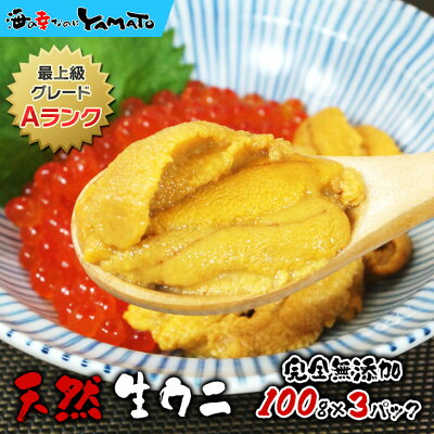 天然生ウニ100g×3パック ミョウバン不使用完全無添加 2014年グルメ大賞受賞 うに 雲丹 海鮮丼 寿司 お歳暮 - Image 1