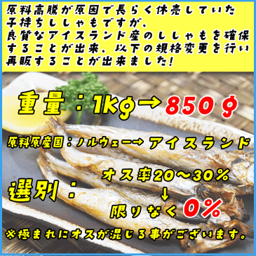 訳あり 子持ちシシャモ一夜干し たっぷり850g ししゃも 柳葉魚 干物【クーポンで580円OFF】 あす楽