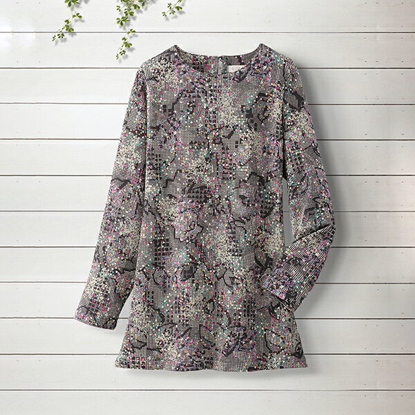 乐天商城 - 多色使いニットちりめんブラウス