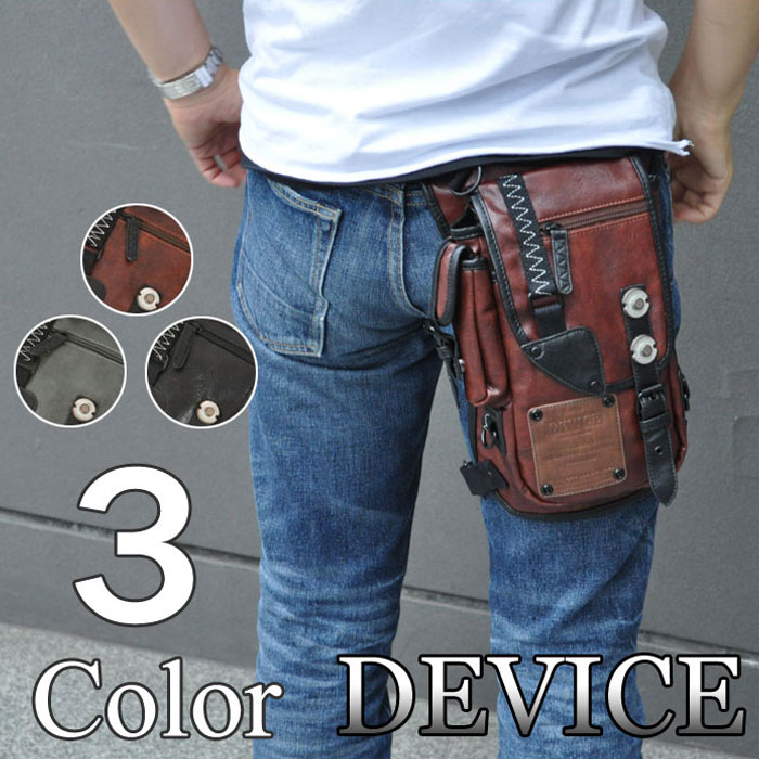 乐天商城 - レッグポーチ/DEVICE(デバイス) strong フェイクレザー 2way レッグポーチ(レッグバッグ)・ショルダーバッグ [メンズ ウエストバッグ ウエストポーチ シザーバッグ バッグ 自転車 バイク] ブラック 黒 p