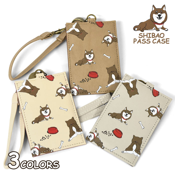 楽天Pesca（ペスカ）FLAPPER （フラッパー） フェイクレザー 柴犬 総柄 リール付き パスケース /レディース 定期入れ ケース icカード ストラップ ストラップ付き 1枚 リール リール付きパスケース 合成皮革 合皮 レザー シンプル かわいい おしゃれ キャラクター しば男 雑貨 犬 犬グッズ/ p