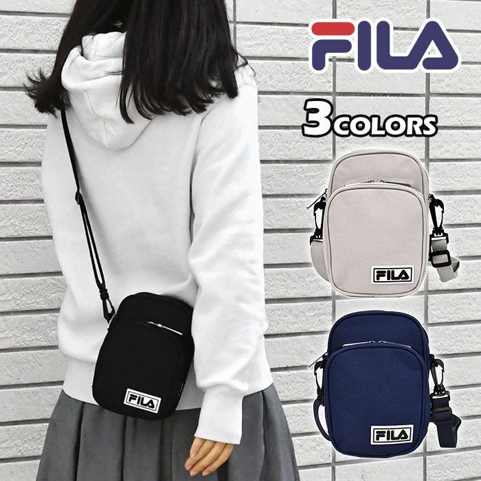 FILA フィラ ミニショルダーバッグ ショルダーバッグ レディース 斜めがけ 大人 小さめ おしゃれ 軽量 スポーティー/ ポリキャンバス ラバーネーム /スマホショルダー スマホショルダーバッグ スマホポーチ 縦 縦型 縦長 シンプル オシャレ ナイロン ブランド バッグ/ p