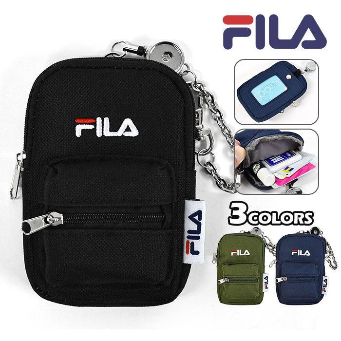 FILA フィラ パスケース リール付き リール 子供用 子供 こども 小銭 キッズ 定期入れ/ ポリキャンバス リュック型 パスポーチ /カードケース 小銭入れ付き キーリング キーケース ポーチ シン…