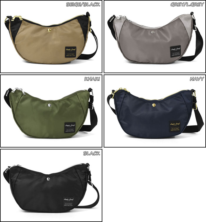 ミニショルダーバッグ レディース 斜めがけ/はっ水 ナイロン調 5ポケット ミニ ショルダーバッグ 斜めがけバッグ 三日月型 バナナ型 小さめ ショルダー バッグ 軽量 軽い 撥水加工 はっ水加工 旅行用 ナイロン/Legato Largo レガートラルゴ LH-E0931 正規品 ブランド p