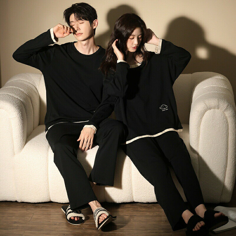 最大5倍ポイント ペア パジャマ 長袖 男女2着 セット 綿100％ uネック セットアップ カップル 春 秋 長袖トップス 高級 ルームウェア クルーネック 冬 コットン ペアパジャマ 結婚祝い プレゼント お祝い おもしろ 春秋 夫婦 ギフト 上下セット