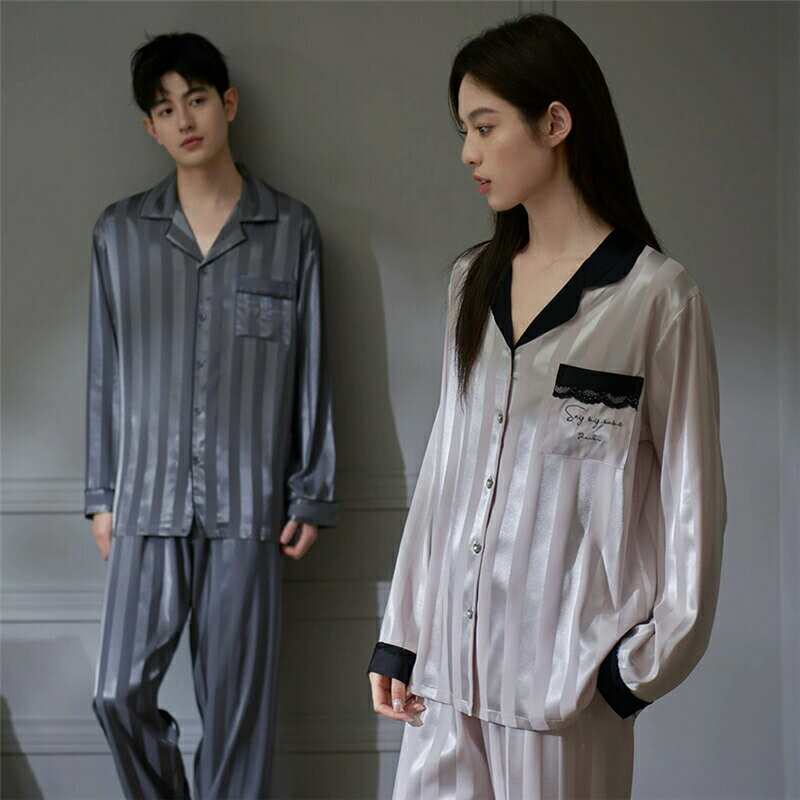 最大5倍ポイント ペア パジャマ 合成シルク 長袖 男女2着 セット カップル 長袖トップス シルク ルームウェア 夏 レディース 2点セット 高級 サテン メンズ 結婚祝い プレゼント ペアパジャマ 春夏 シルクの質感 おすすめ セクシー おしゃれ 人気