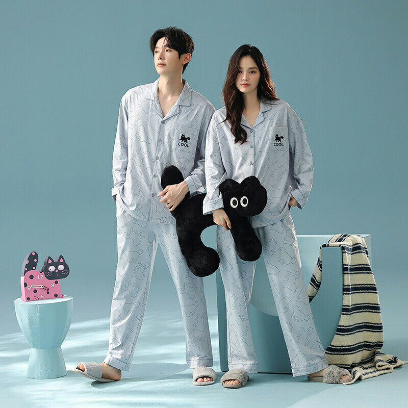 最大5倍ポイント ペア パジャマ 長袖 男女2着 セット 綿100％ 猫 セットアップ カップル 抗菌 秋 長袖トップス ルームウェア 前開き 冬 コットン ペアパジャマ 結婚祝い プレゼント お祝い おもしろ 春秋 夫婦 ギフト 上下セット レディース