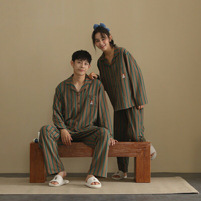 最大5倍ポイント ペア パジャマ 長袖 男女2着 セット 綿 セットアップ 前開き カップル おしゃれ 春 秋 ストライプ ニット 長袖トップス ルームウェア ポリエステル 冬 ペアパジャマ 結婚祝い プレゼント お祝い おもしろ 部屋着 春秋 夫婦 ギフト