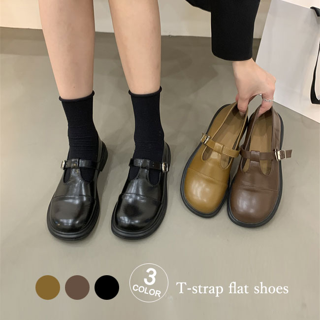 【最大2000円OFF】フラットシューズ ローファー レディース Tストラップシューズ 森ガール カジュアルシューズ 楽ちん レトロ 春秋 靴可愛い 幅広 PUローファー シューズ 女性 PUシューズ