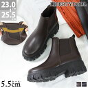 35%OFF【ラスイチSALE】 ブーツ レディース 厚底 5.5cmヒール ラウンドトゥ ショート丈 サイドゴア 履きやすい 防滑 合成皮革 レザー 防寒 N...