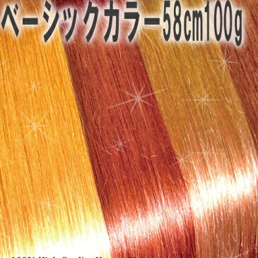 【高級人毛100％ ヘアエクステンション 100g 58cm ベーシックカラー 編込み用】【業務用】チップ　超音波　シールエクステ　ではありません。