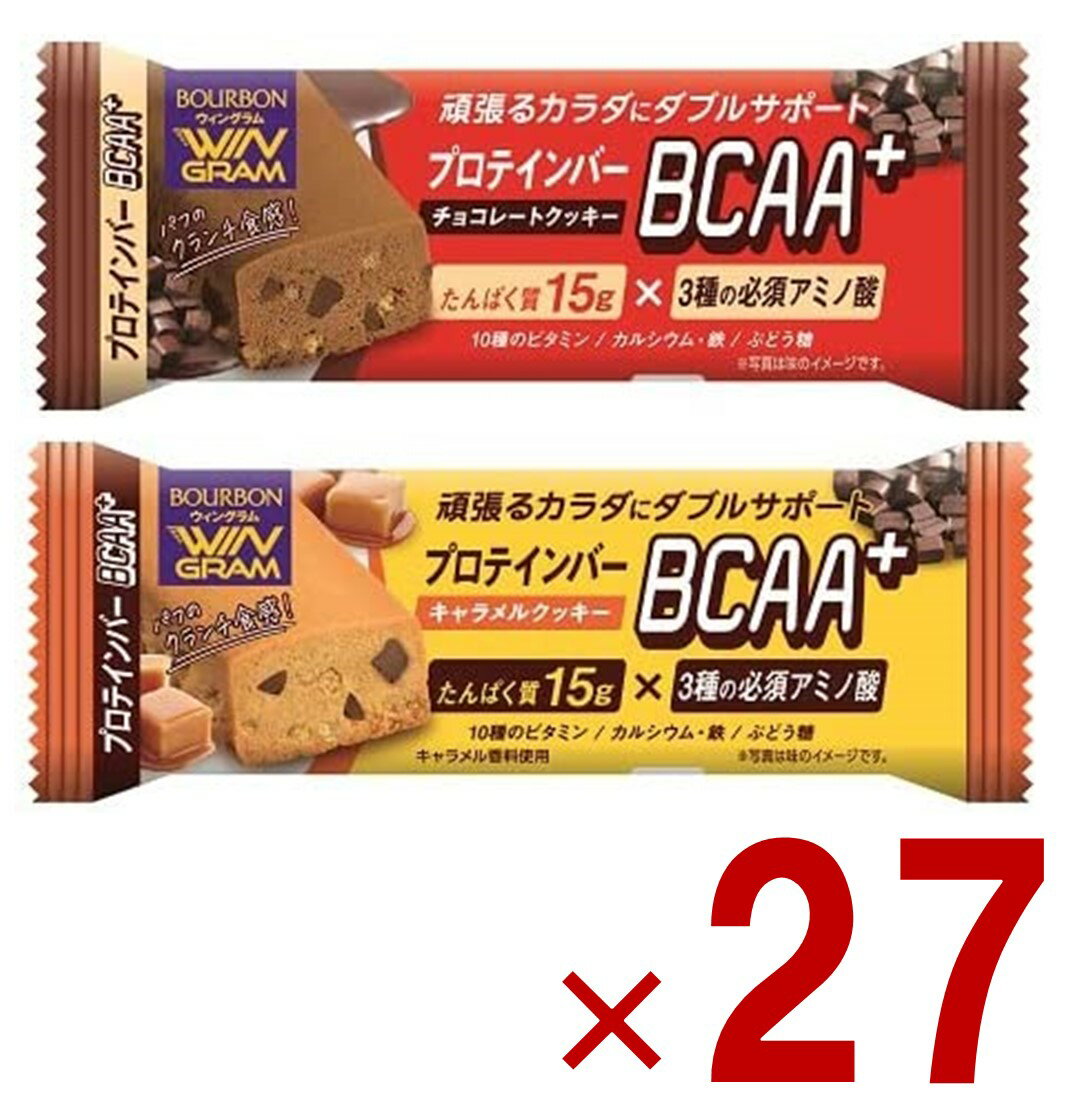 ブルボン プロテインバー BCAA+ 2種 アソート セット チョコレート クッキー キャラメル クッキー プロテイン タンパク質 27個