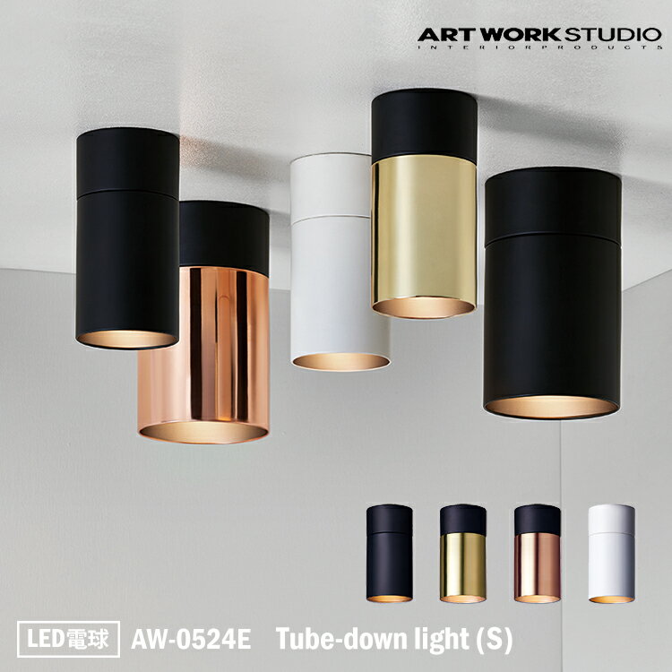 【レビューでプレゼント】ART WORK STUDIO AW-0524E Tube-down light S チューブダウンライトS 天井照明 間接照明 インダストリアル 1灯 E17 コンパクト モノトーン LED付き 居間 リビング 北欧 アートワークスタジオ