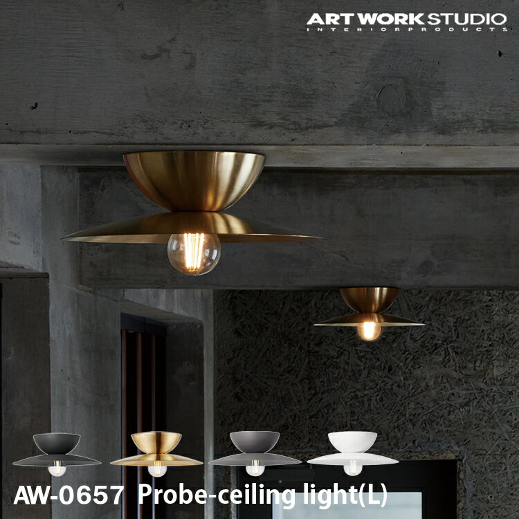 予約特典付き【レビューでプレゼント】Probe-ceiling light (L) プルーブシーリングライト Lサイズ ARTWORK STUDIO アートワークスタジオ 1灯 E26 60W スチール 真鍮 LED対応 シンプル インダストリアル ライト 天井照明 直付け 天井直付け シンプル モノトーン 玄関 居間