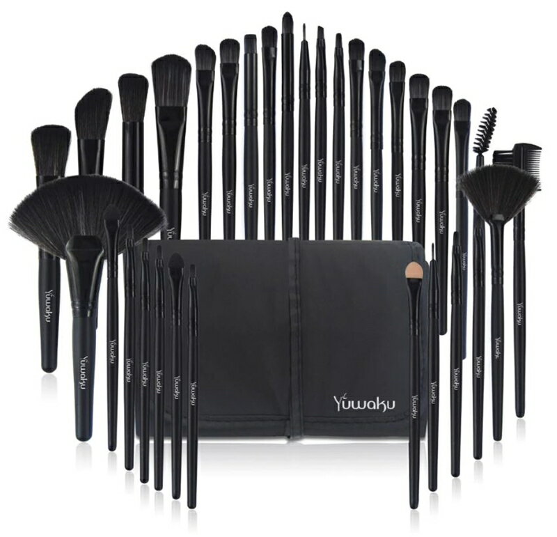 【土日も発送】【メイクブラシ 化粧ブラシセット収納ケース付き 32本セット 3】　高級繊維毛 プロ