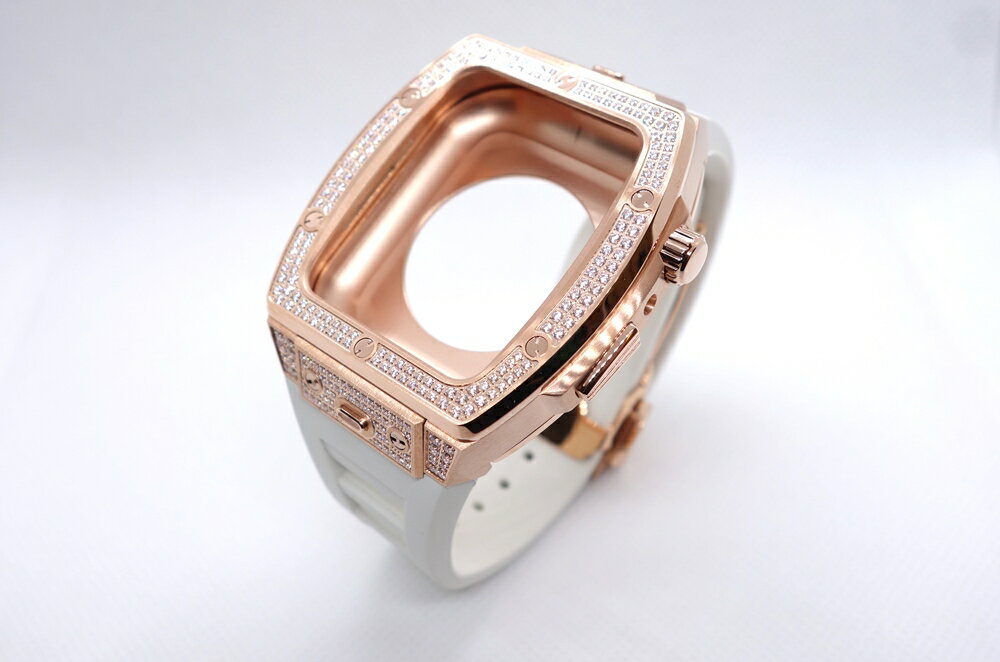 【高級アップルウォッチバンドカバーセットラバーバンド2ダイヤ風ベゼル】ステンレスケース44mm45mmシリーズseries7654SEApplewatchマグネット交換スマートウォッチ一体腕時計おしゃれメンズレディース選べる