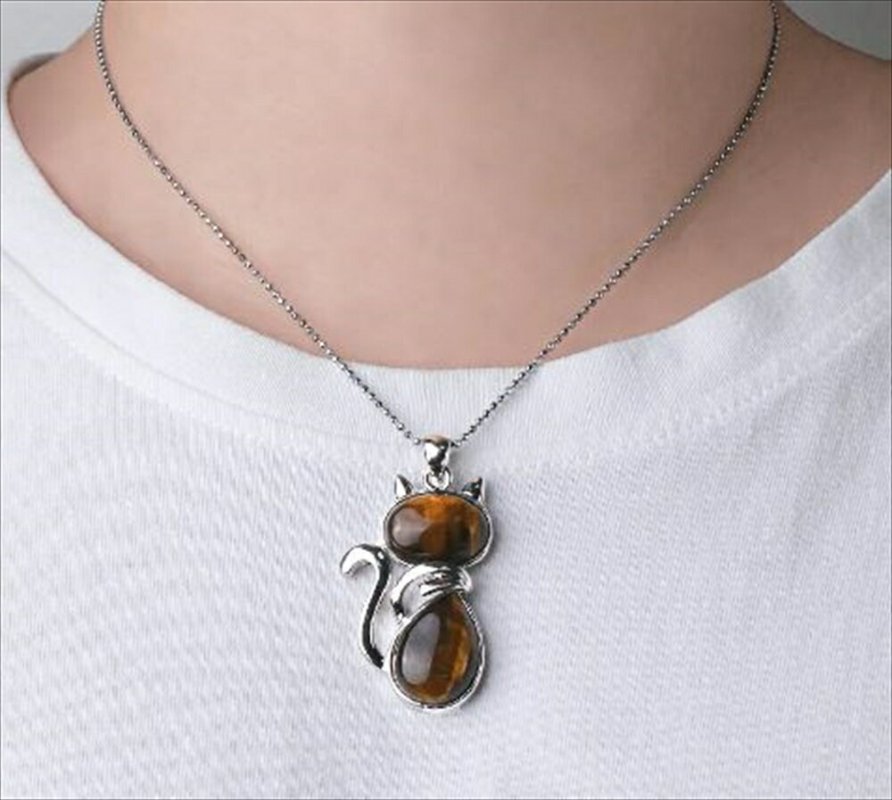 【猫のペンダント ネックレス】ネコ 韓国 流行り 動物 ねこ 猫の 可愛い おしゃれ ジュエリー アクセサリー ギフト プレゼント 誕生日 ファッション 天然石 パワーストーン SH1