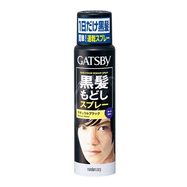 ※パッケージデザイン等は予告なく変更されることがあります ●手触りがよく耐湿性にも優れた 樹脂被膜で顔料をコーティングしているので、手グシを通しても色移りしにくいカラースプレーです。 ●ゴワつかないサラッとした手触りです。 ●速乾性に優れています。 ●シャンプーで簡単に洗い流せます。 ●さりげなく香る、グリーンアップルの香りです。 ●ミディアムヘアで1〜2回、ショートヘアで3〜4回お使いいただけます。 ●防腐剤フリー処方です。(アルカンジオール配合) 成分 DME、エタノール、LPG、ジ メチコン、(メタクリロイウオキシエチルカルボキシベタイン/メタクリル酸アルキル)コポリマー、香料、カーボンブラック、赤404、黄205 内 容量 60g メーカー名 株式会社マンダム ご使用方法 1.使用前に缶を上下に強く振 り、髪から15cm程度はなしてスプレーしてください。 2.衣服等を汚さないように、ケープまたはタオルをかけてお使いください。 3.乾くまで触れたり雨や汗等で髪がぬれると色落ちしたり、衣服等を汚すことがあります。 4.下向きに使うとガスだけが出て中味が残ります。 5.シャンプーで落ちにくいときは、浴用石ケンをご使用ください。 ご使用上の注意 ●頭皮に異 常のあるときまたは異常があらわれたときはご使用をおやめください。 ●目に入らないように注意し入ったときはすぐに洗い流してください。 ●子供の手の届かないところに置いてください。 ＜ガス抜きの注意事項と方法＞ 1.キャップを缶からはずします。 2.キャップ天面の折り込み部をカチッと音がなるまで下に折り込みます(指や爪のケガにご注意ください)。 3.もとのようにキャップを缶にはめるとガスが噴射されます。 4.噴射音が完全に消えてから市町村等で定められた方法で廃棄してください。 ※中味を完全に使い切ってから、火気のない戸外で下に不用の新聞紙等を厚く敷いて行っ てください(中味が残った状態で行うと飛び散り衣類等を汚しますのでおやめください)。 ※本品のキャップ以外は使用しないでください。 商品区分 日用雑貨＞ヘアメイク＞GATSBY（ギャツビー） 広告文責 株式会社良品（070-1821-1361）　