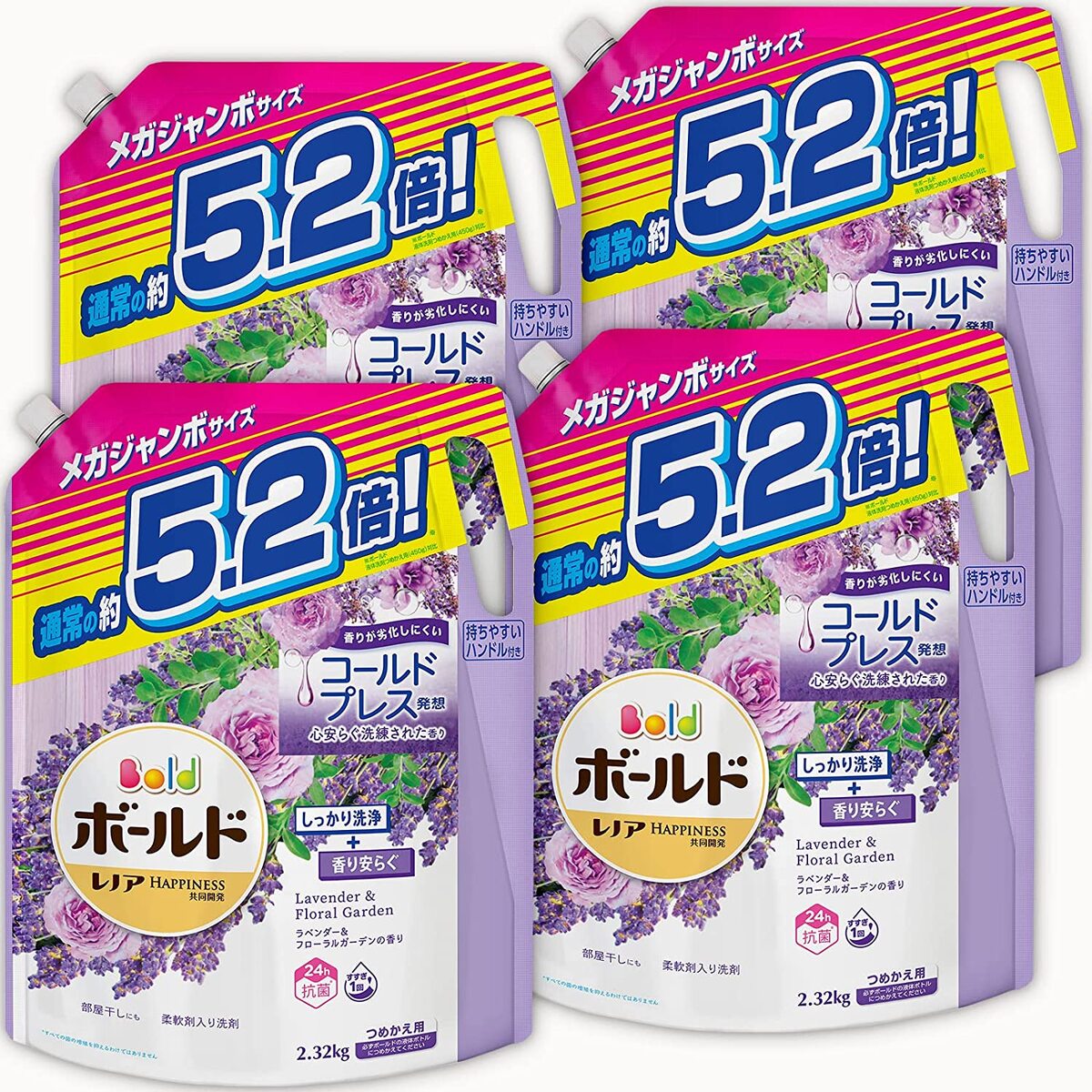 【まとめ買い】 ボールド 洗濯洗剤 液体 ラベンダー＆フローラルガーデン 詰め替え 2,320g x4袋のサムネイル