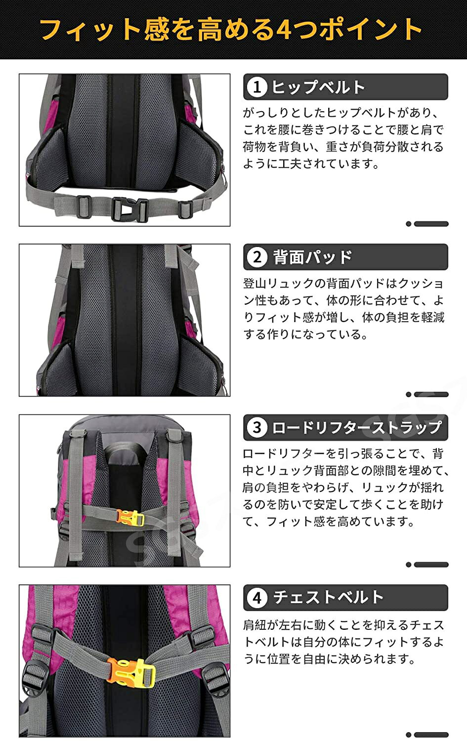 バックパック 多機能 登山 リュック 60L 大容量 登山用バッグ 軽量 高通気性 リュ...