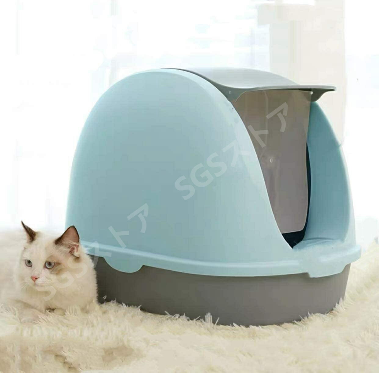 猫トイレ 前入り式 猫トイレ本体　猫トイレ　ネコのトイレ 猫砂の飛び散り防止　掃除簡単 スペース広い..