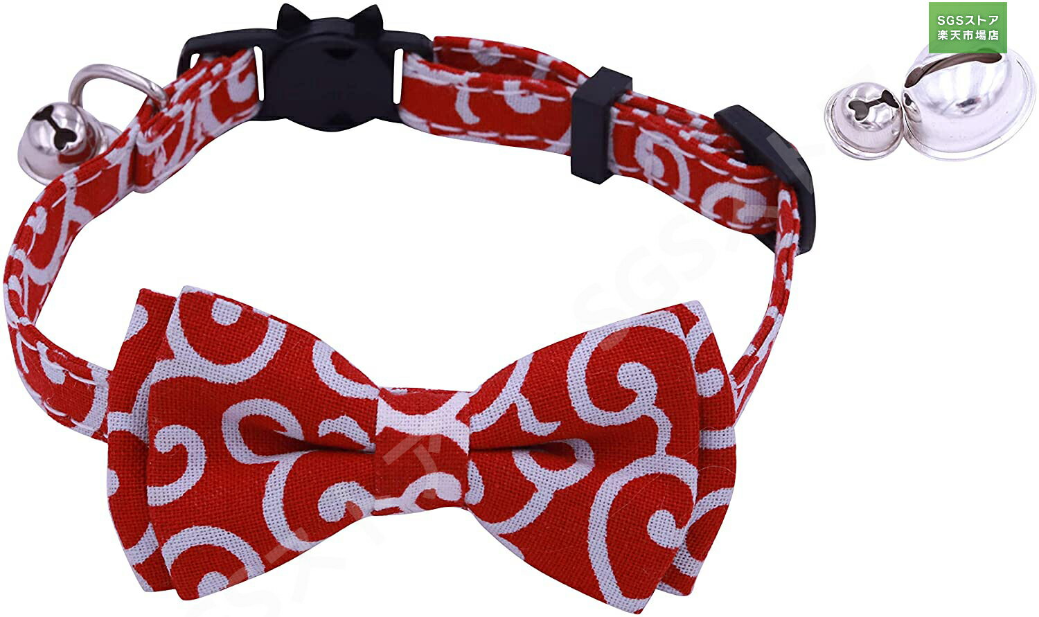 猫 首輪 猫首輪 子犬 首輪 軽量 鈴付き 蝶結び付き 迷子札付き 調整可能 唐草 可愛い 首輪 多色選択可