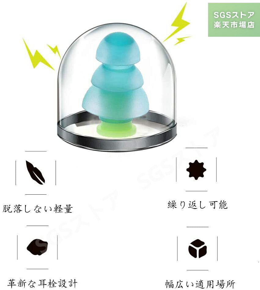 睡眠用耳栓 安眠 完全防音 聴覚過敏 遮音値32dB 飛行機 仕事 勉強 水洗い可能 繰り返し使用可能